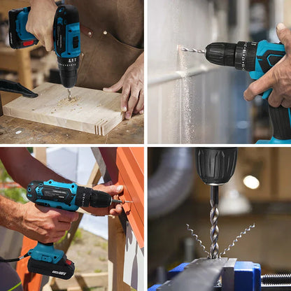 Perceuse sans fil Makita® avec percuteur + 24 accessoires + 2 batteries 48v