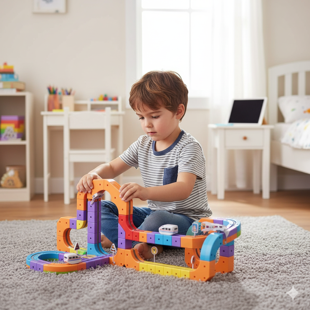 MagikRails® - Rails à Blocs Magnétiques (123 pièces)