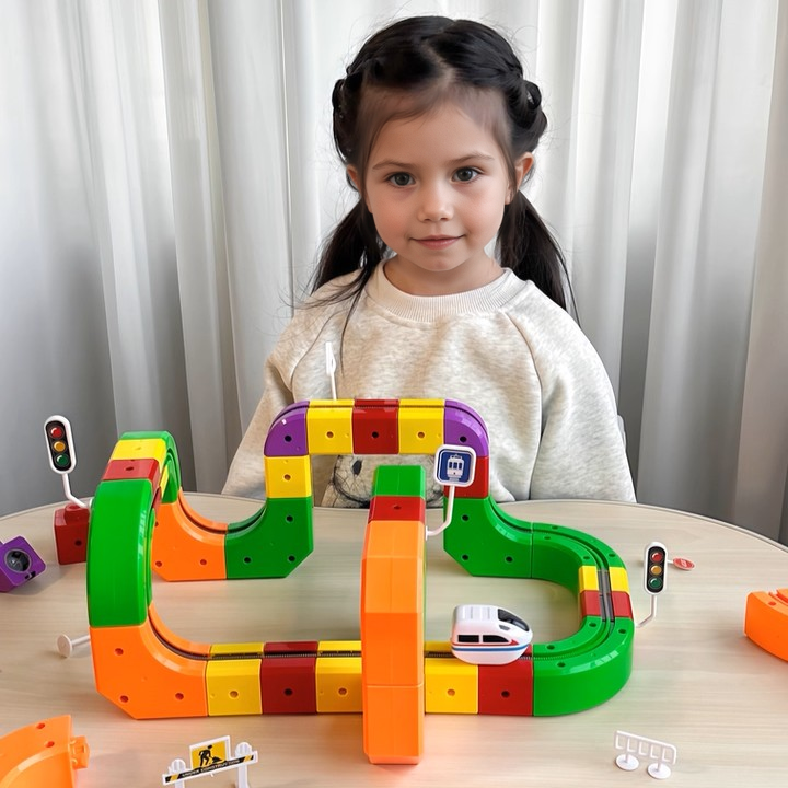 MagikRails® - Rails à Blocs Magnétiques (123 pièces)